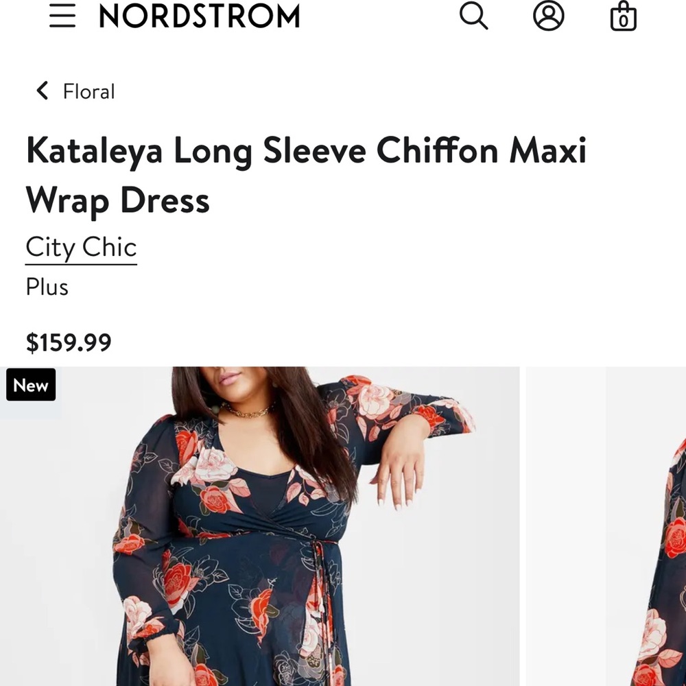 City Chic Kataleya Long Sleeve Chiffon Maxi Wrap Dress - Picture 9 of 9
